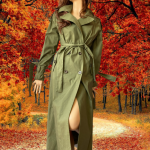 kabát dlhý zelený Rinascimento