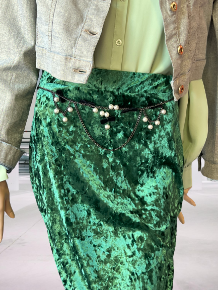 sukňa zamatová zelená Rinascimento