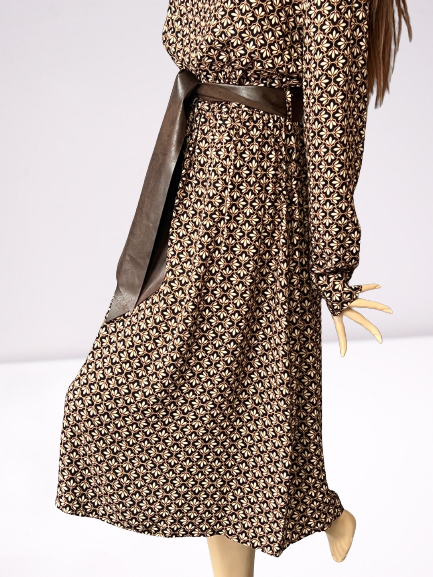 šaty s opaskom hnedé Rinascimento