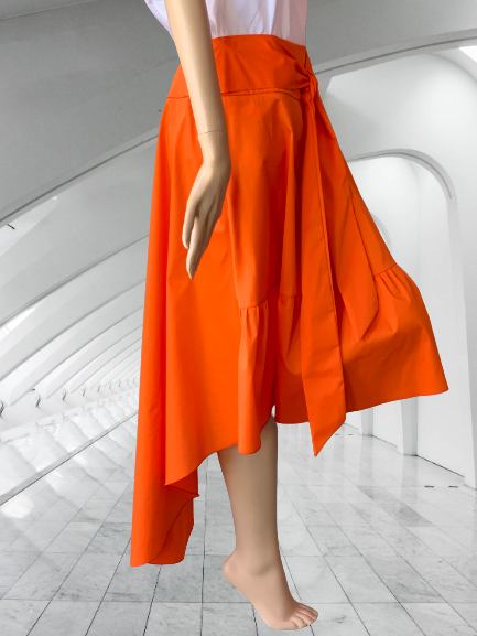 sukňa asymetrická oranžová Rinascimento