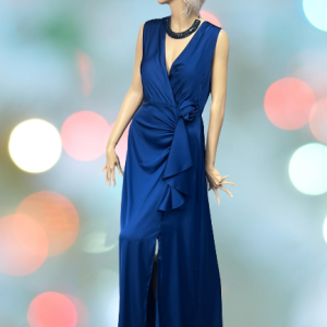 šaty saténové modré Rinascimento