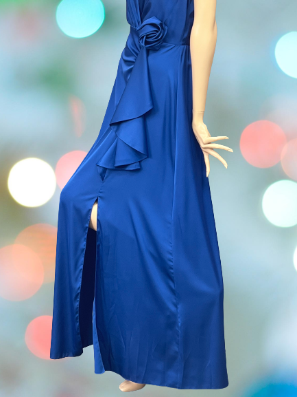 šaty saténové modré Rinascimento