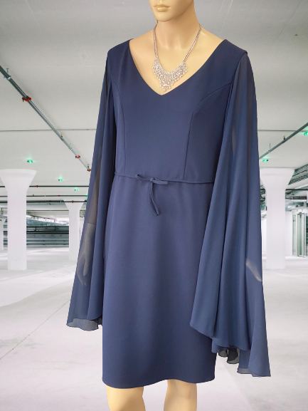 šaty s volánovými rukávmi modré Rinascimento - Kitana