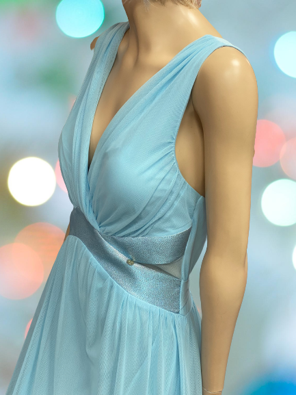 šaty spoločenské modré Rnascimento - detail