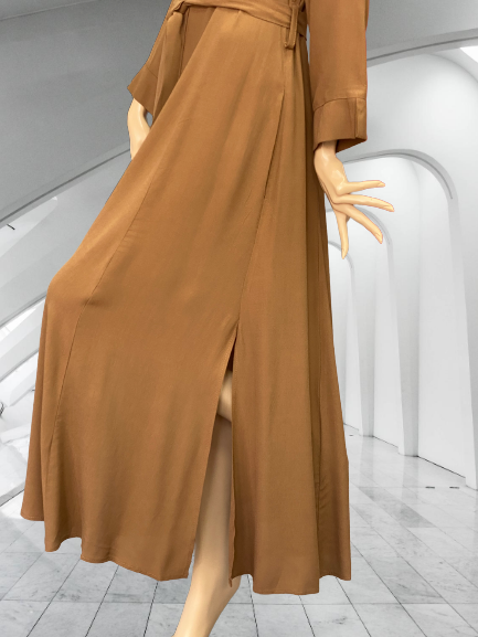 šaty košeľové hnedé Rinascimento - detail