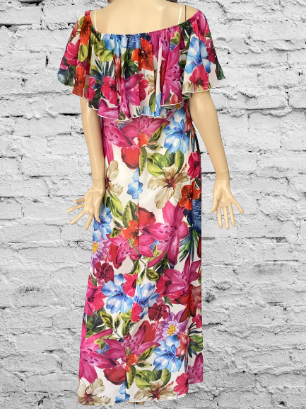 šaty s volánom a kvetmi Rinascimento