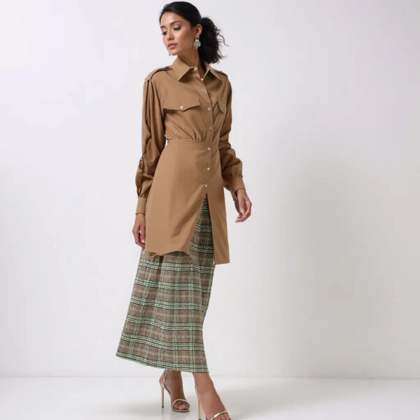 košeľa maxi riasená hnedá Rinascimento