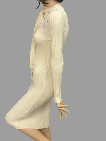 šaty pletené s čipkou svetlé Rinascimento
