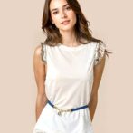 tričko s folklórnym motívom biele Rinascimento