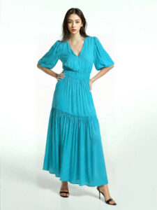 šaty so širokou pásovkou letné tyrkysové Rinascimento