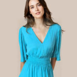 šaty so širokou pásovkou letné tyrkysové Rinascimento