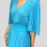 šaty so širokou pásovkou letné tyrkysové Rinascimento