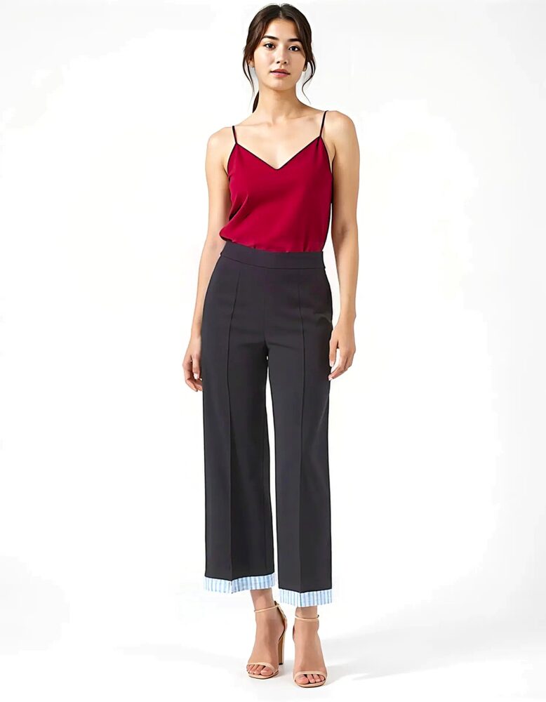 nohavice s pruhovaným lemom 7/8 čierne Rinascimento