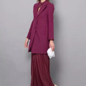 šaty s mašľou dlhé baklažánovo bordové Rinascimento