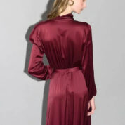 šaty s mašľou dlhé baklažánovo bordové Rinascimento