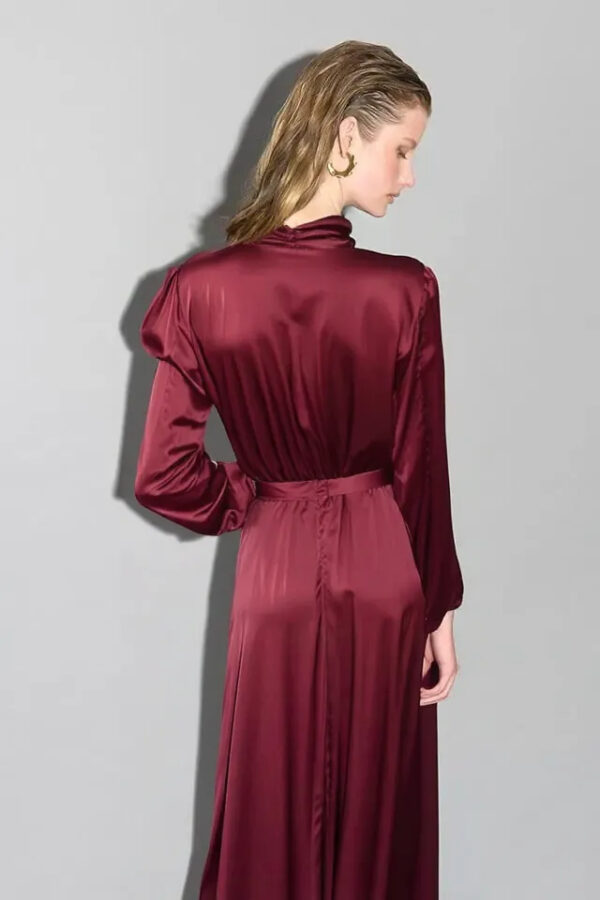 šaty s mašľou dlhé baklažánovo bordové Rinascimento