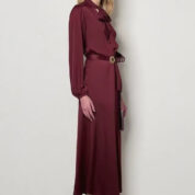 šaty s mašľou dlhé baklažánovo bordové Rinascimento