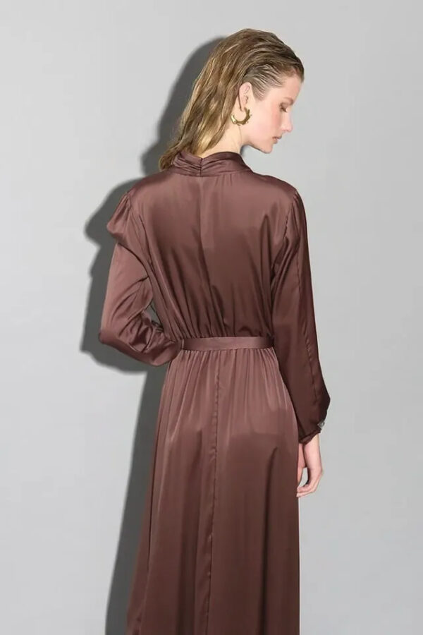 šaty s mašľou dlhé hnedé Rinascimento