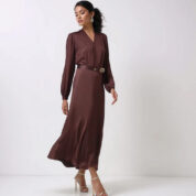 šaty s mašľou dlhé hnedé Rinascimento