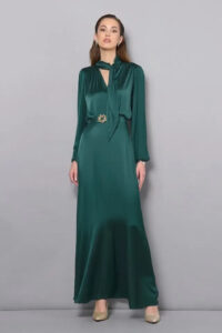 šaty s mašľou dlhé zelené Rinacimento