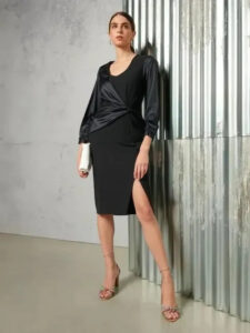 šaty elegantné čierne puzdrové Rinascimento