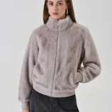 bunda kožušinová svetlo sivá Rinascimento