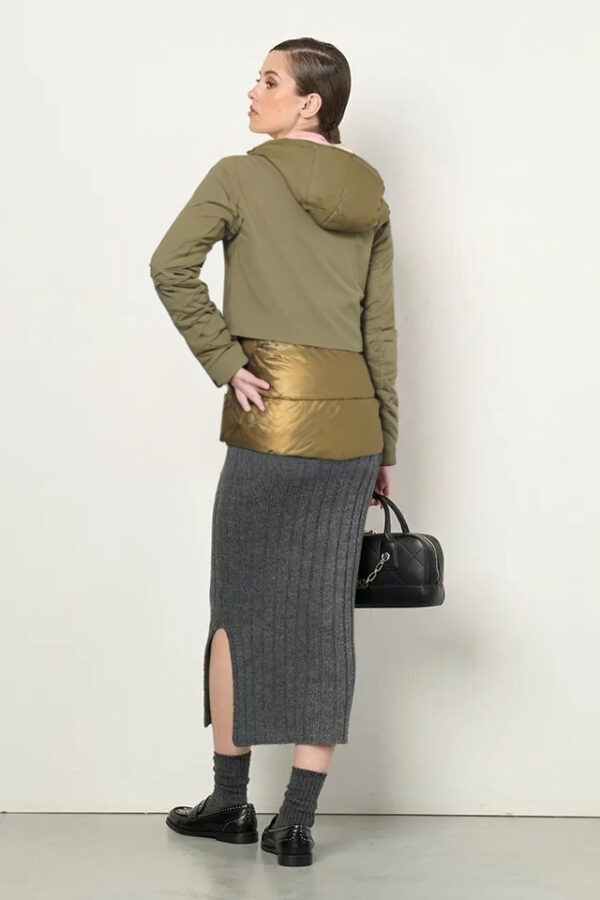 bunda s kapucňou zimná zelená Rinascimento