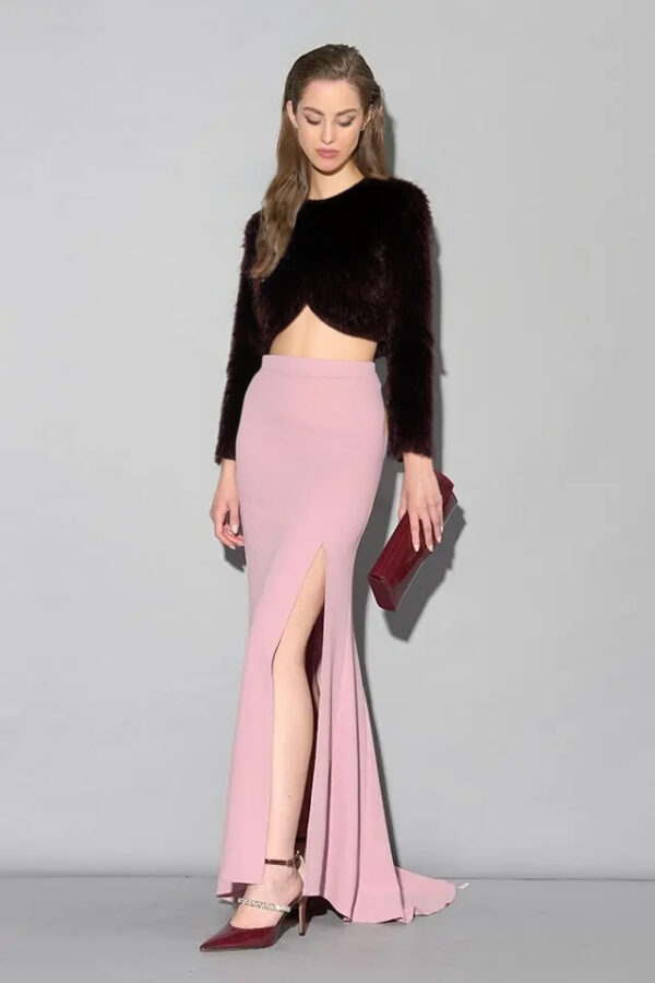 bolerko kožušinové vínovo hnedé Rinascimento