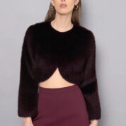 bolerko kožušinové vínovo hnedé Rinascimento