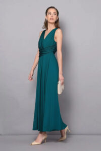 šaty so širokou pásovkou spoločenské zelené Rinascimento