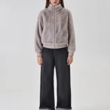 bunda kožušinová svetlo sivá Rinascimento