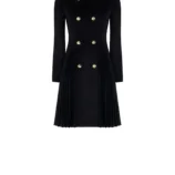 kabát s plisé a kožušinou čierny Rinascimento