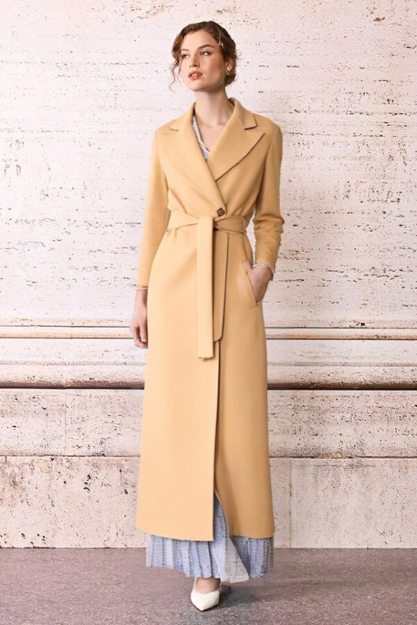 kabát maxi dlhý béžový Rinascimento