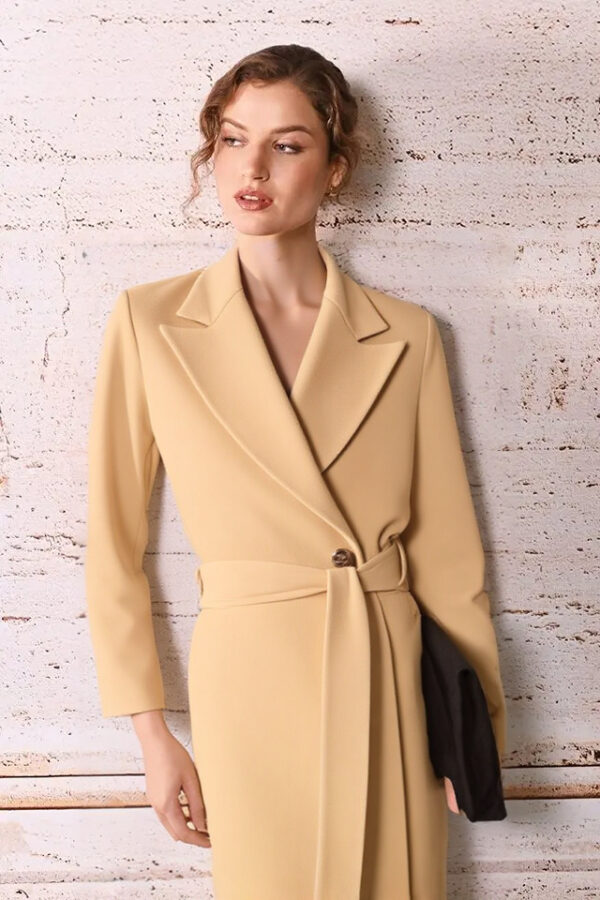 kabát maxi dlhý béžový Rinascimento