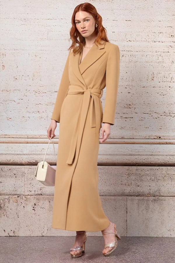 kabát maxi dlhý béžový Rinascimento