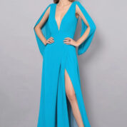 šaty dlhé spoločenské tyrkysové Rinascimento