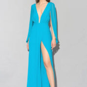 šaty dlhé spoločenské tyrkysové Rinascimento