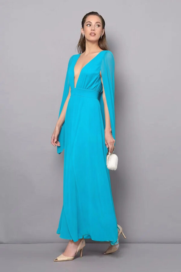 šaty dlhé spoločenské tyrkysové Rinascimento