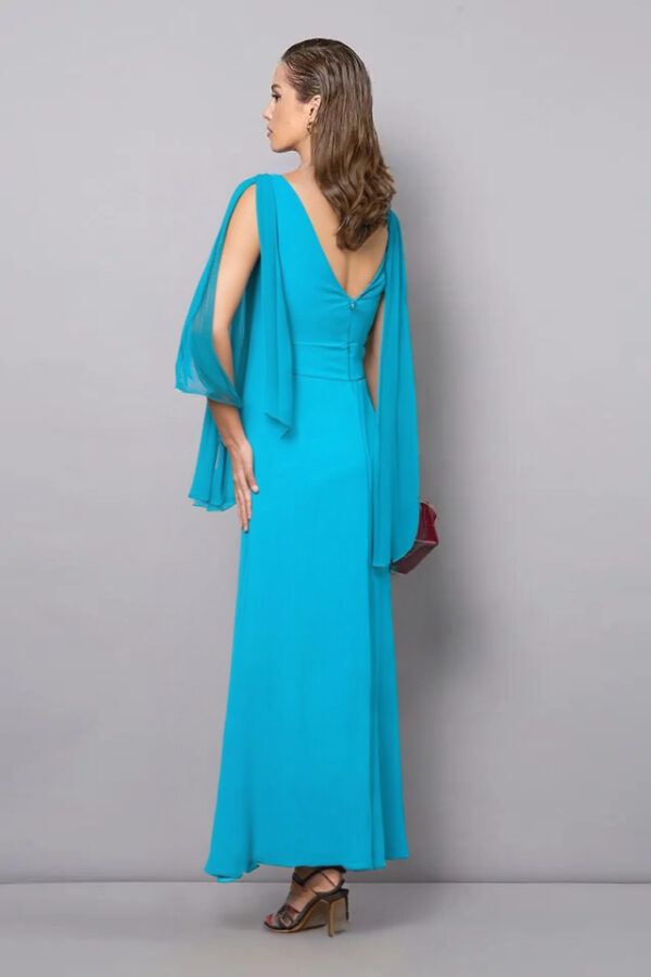 šaty dlhé spoločenské tyrkysové Rinascimento