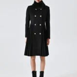 kabát s plisé a kožušinou čierny Rinascimento