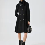 kabát s plisé a kožušinou čierny Rinascimento