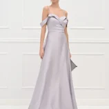 šaty dlhé spoločenské striebristé Rinascimento