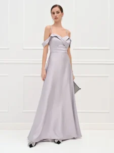 šaty dlhé spoločenské striebristé Rinascimento