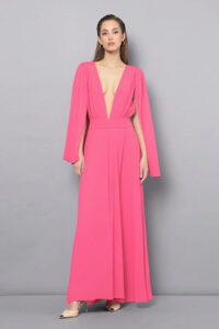 šaty spoločenské dlhé lososové Rinascimento