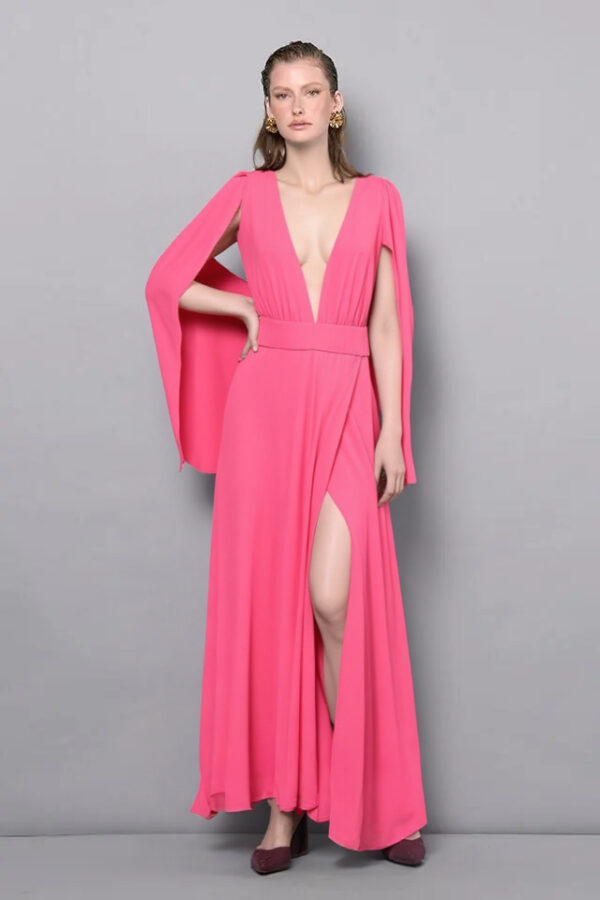 šaty spoločenské dlhé lososové Rinascimento