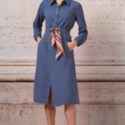 sukňa so šatkou a vreckami rifľová letná Rinascimento