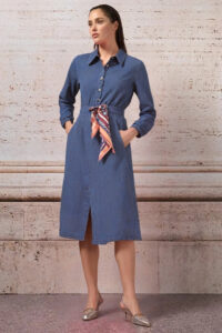 sukňa so šatkou a vreckami rifľová letná Rinascimento