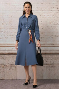 sukňa so šatkou a vreckami rifľová letná Rinascimento