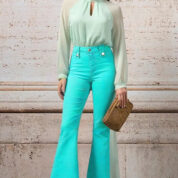 nohavice s vreckami džínsové tyrkysové Rinascimento