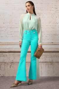 nohavice s vreckami džínsové tyrkysové Rinascimento